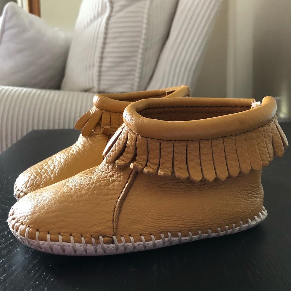 Minnetonka booties - mustard yellow